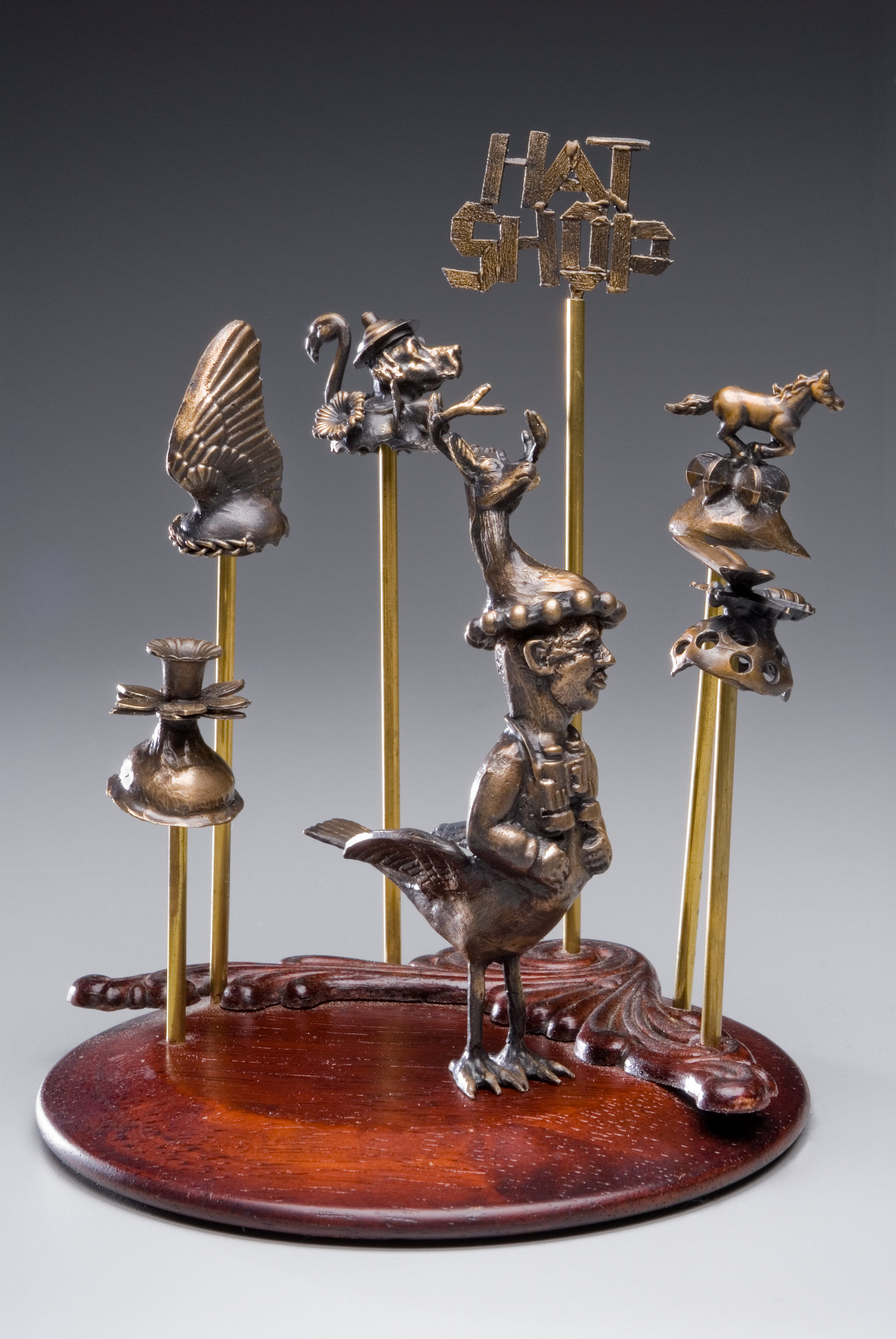 Birdwatcher in the Hat Shop (bronze)